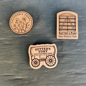 Sutter's Fort Wood Magnets from Santa Cruz